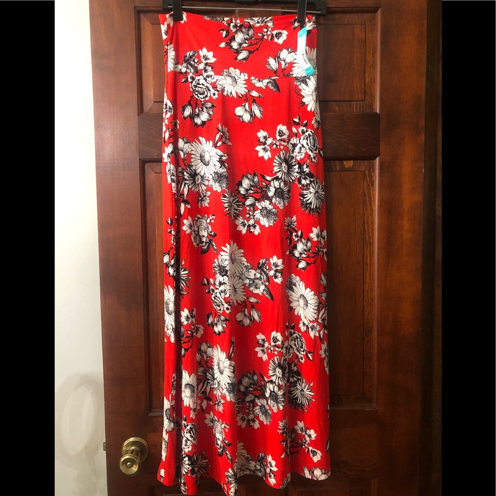 Loveappella Red floral maxi skirt